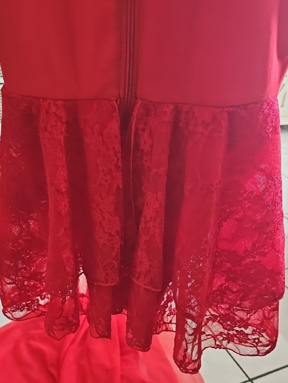Red Lace Ruffled Bodysuit - Picture 7 of 8